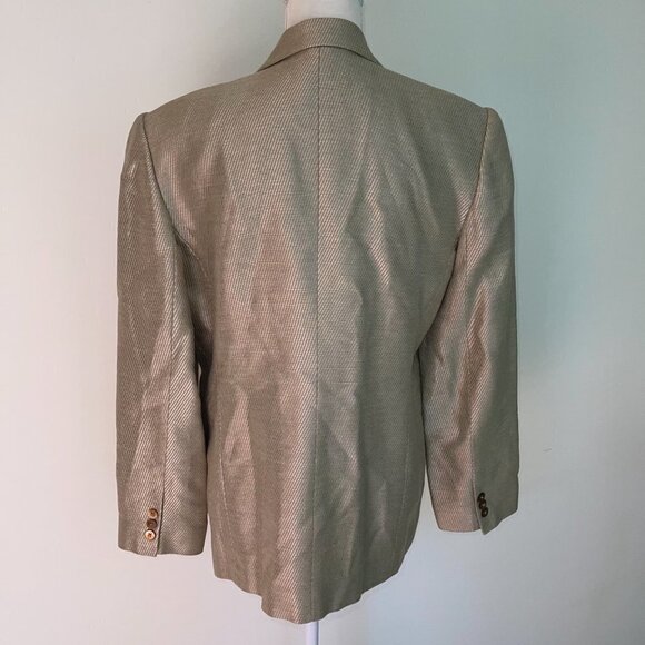 Linda Allard Ellen Tracy Blazer Size 12 Womens Vintage Gold Linen Viscose Cotton - Picture 11 of 15